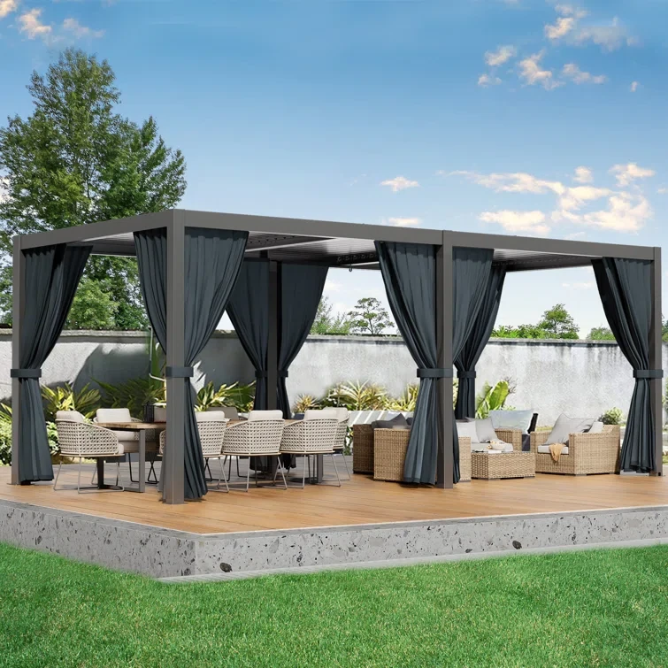 20 ft. W x 10 ft. D Aluminum Pergola with Canopy