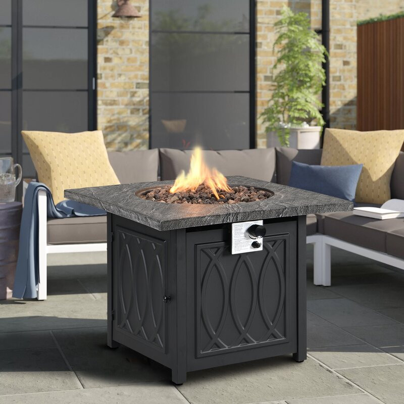 Cathy 25'' H x 32'' W Magnesium Oxide Propane Outdoor Fire Pit Table