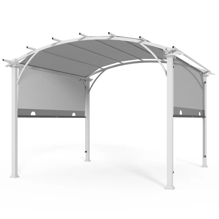 11.4 Ft. W x 11.4 Ft. D Arched Steel Pergola with Canopy