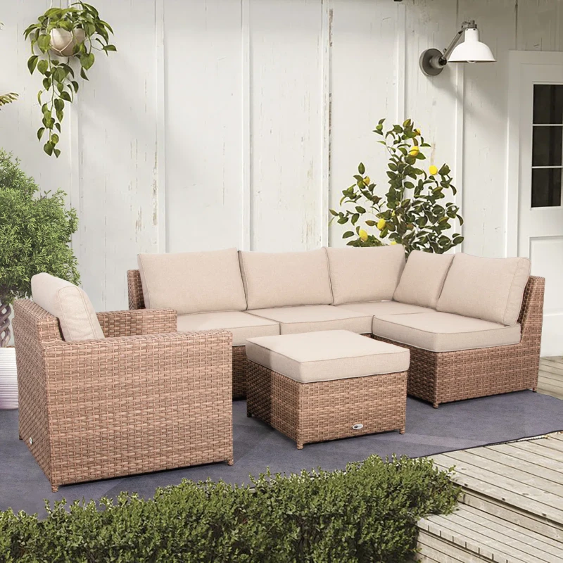 Amberson Fully Assembled 6-Person Outdoor Reversible Patio Sectional with Cushions