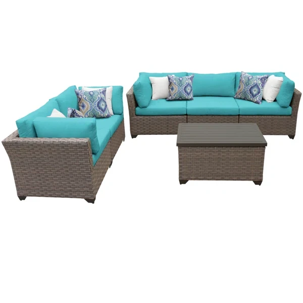 Anupras 6 Piece Outdoor Sectional Conversation Set with Loveseat, Sofa, and Storage Coffee Table