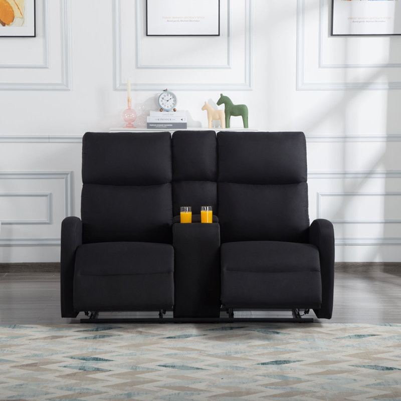 Upholstered Home Theater Seating with Cup Holder