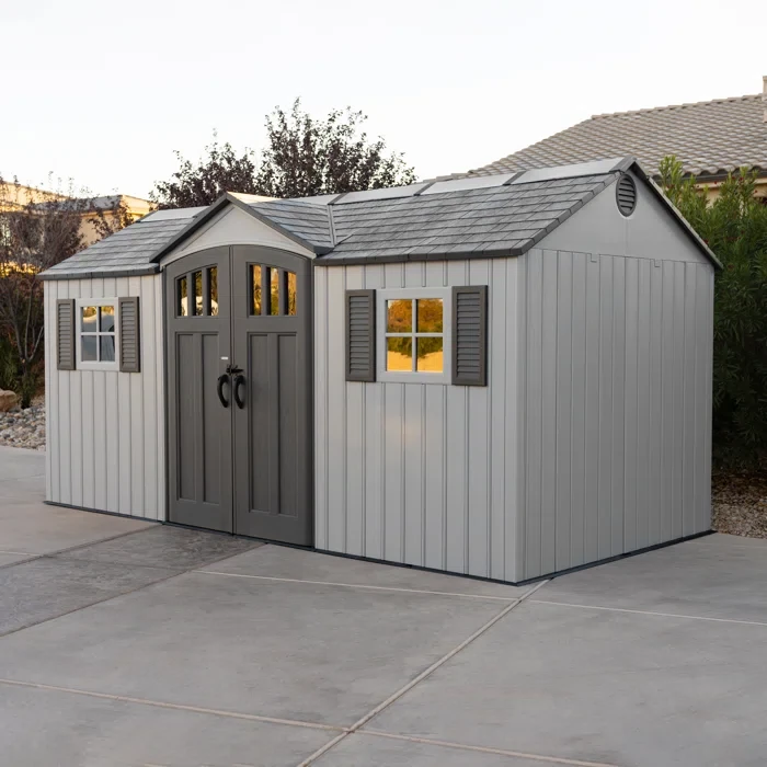 15 Ft. x 8 Ft. High-Density Polyethylene Outdoor Storage Shed with Steel-Reinforced Construction