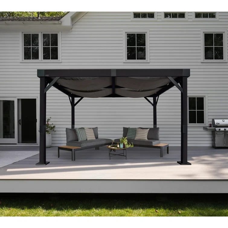 Sojag Fontana Black Aluminum Frame 10 x 12 ft Pergola