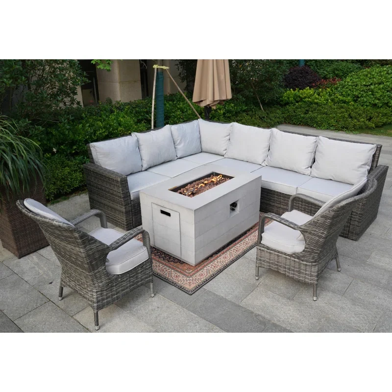 Algird 7 - Person Outdoor Seating Group with Cushions