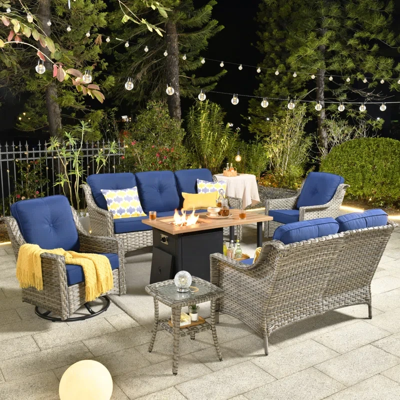 Elysha 7 - Person Outdoor Seating Group with Cushions