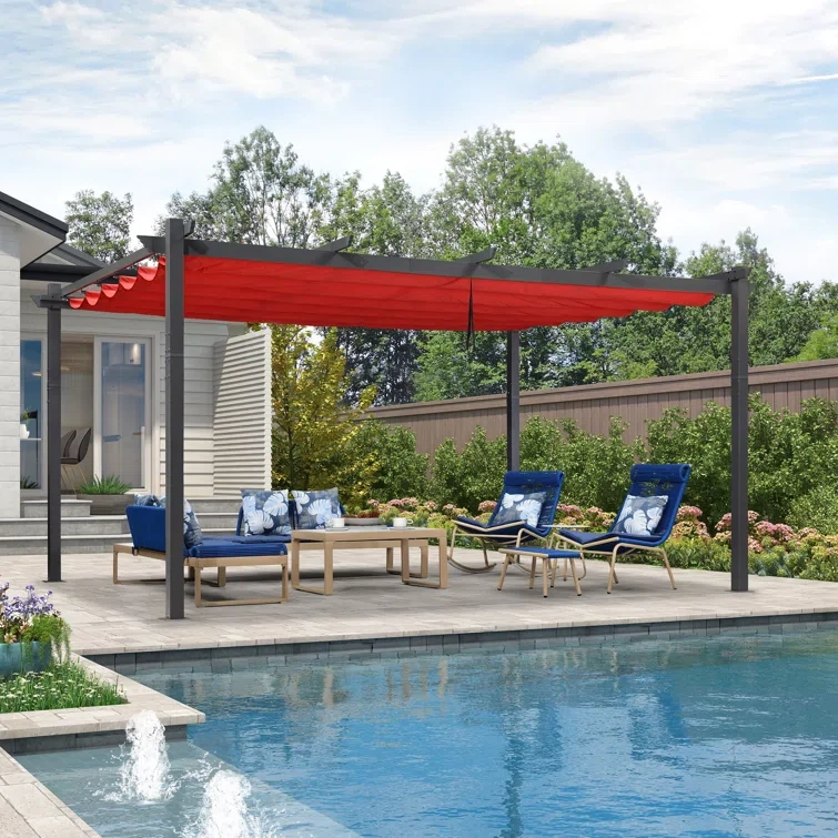 16 Ft. W x 12 Ft. D Aluminum Pergola with Canopy