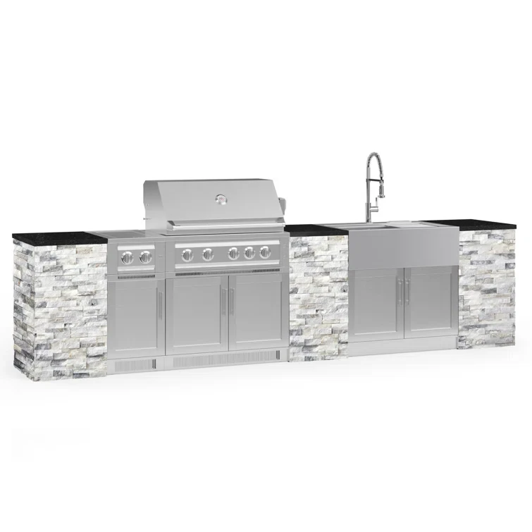 Outdoor Kitchen Signature Series 11 Piece Cabinet Set with 36 in. Propane Gas Platinum Grill