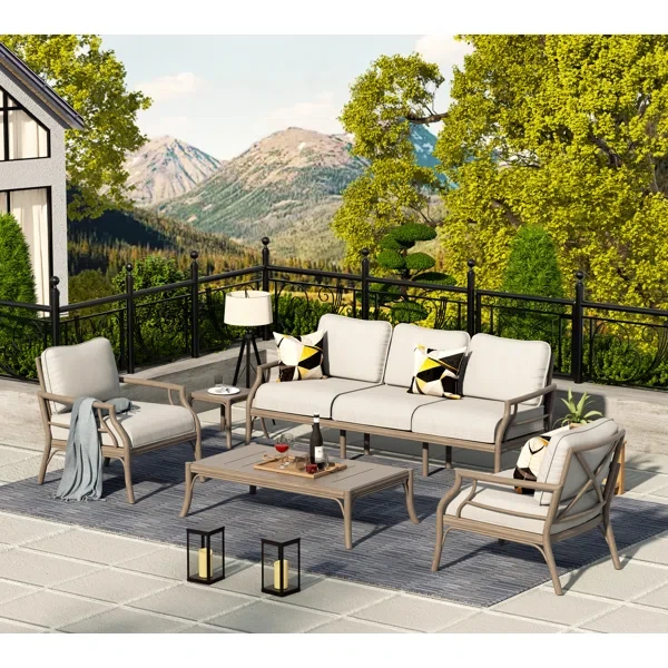 5 - Person Patio Aluminum Conversation Set With Olefin Cushions