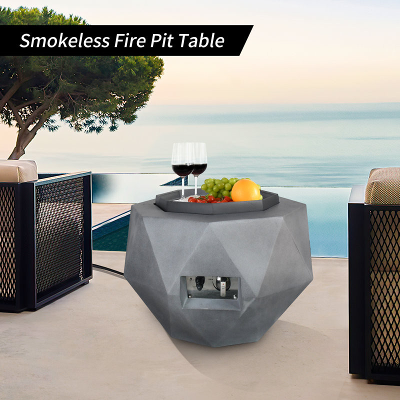 Allecia 17.1" H x 25.2" W Concrete Propane Outdoor Fire Pit