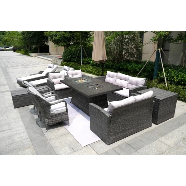 Aliaksey 11 - Person Outdoor Seating Group with Cushions