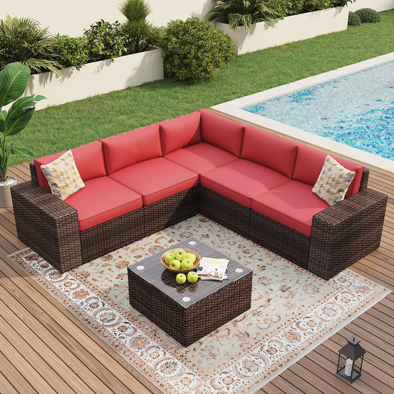 Heledd 5 - Person Outdoor Seating Group with Cushions