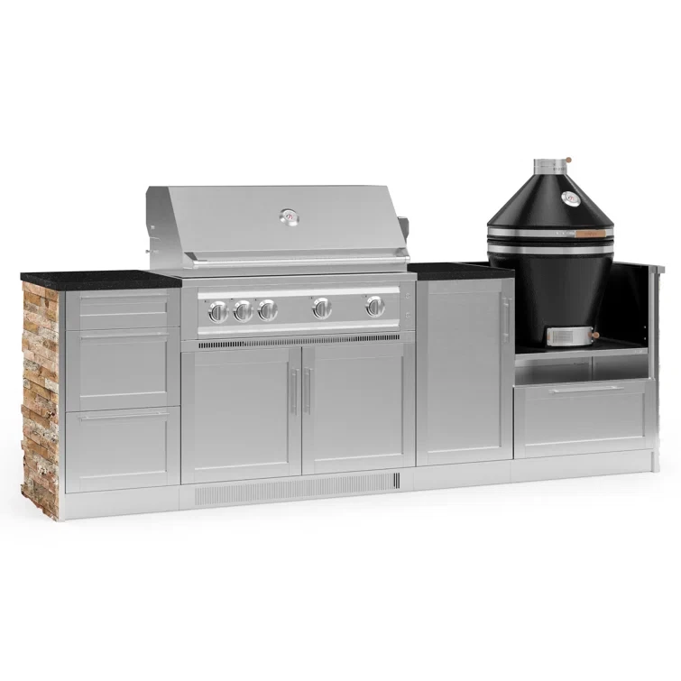 Outdoor Kitchen Signature Series 8 Piece Cabinet Set with 40 in. Propane Gas Platinum Grill