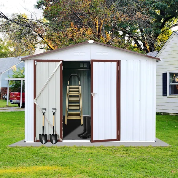 75.60" H x 102" W x 74.40" D Metal Garden Sheds Outdoor Storage Sheds