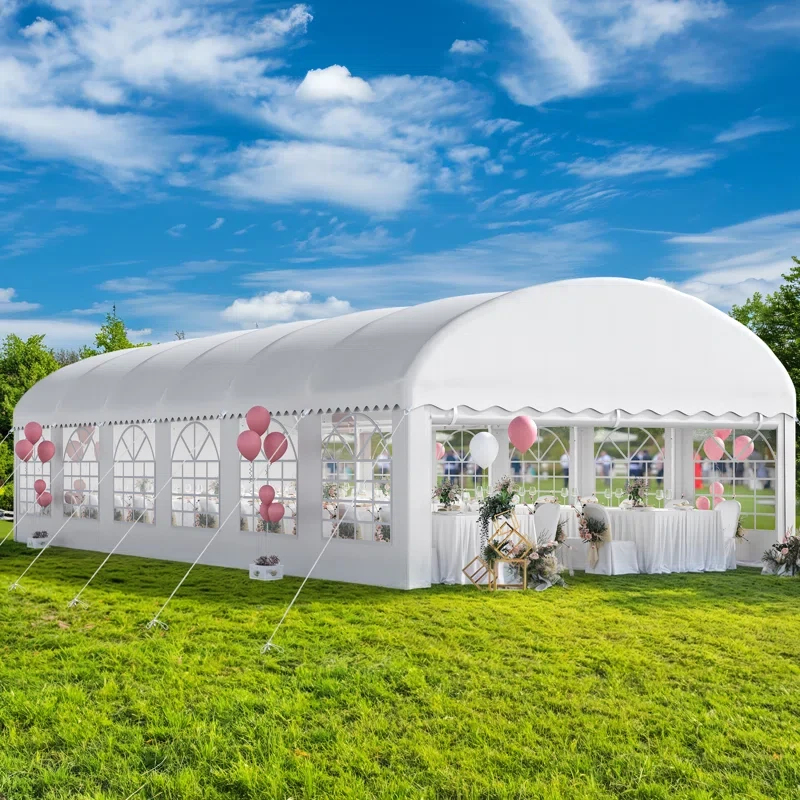 Heavy Duty 40 Ft. W x 20 Ft. D Galvanized Steel ​Arched Canopy