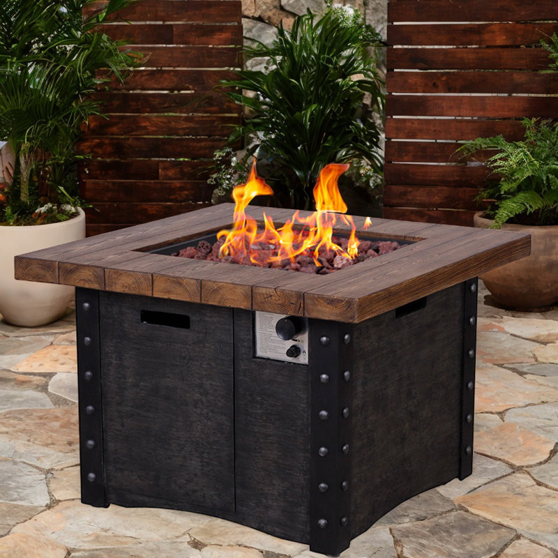 Hayatul 24'' H x 34.6'' W Propane Outdoor Fire Pit Table