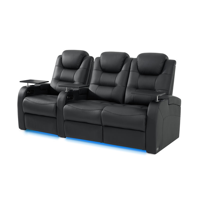 Ivy Bronx Leather Home Theater Seating Dual Power Movie Theater Chairs Theater Recliner Sofa