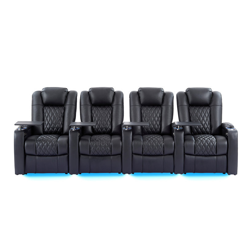 Ivy Bronx Leather Home Theater Seating, Game Seats Movie Theater Chairs Theater Recliner Sofa