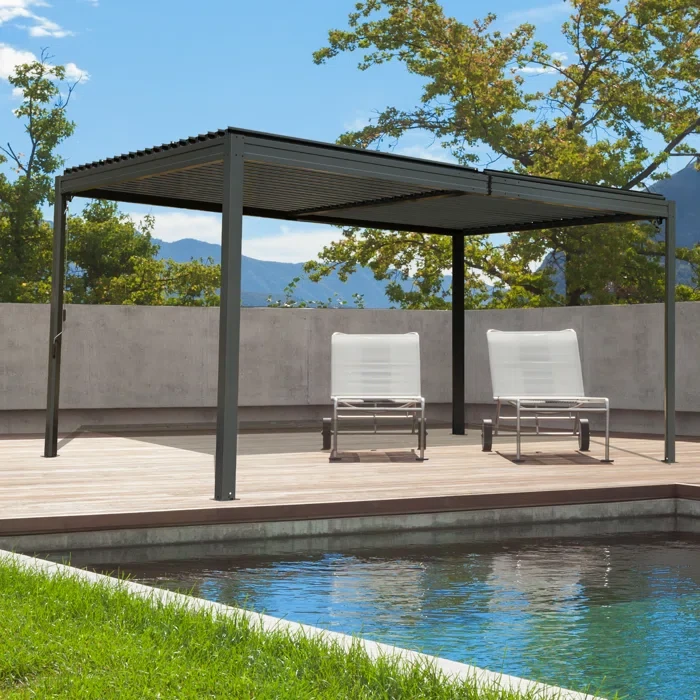 Outdoor Aluminum Pergola with Louvered Roof