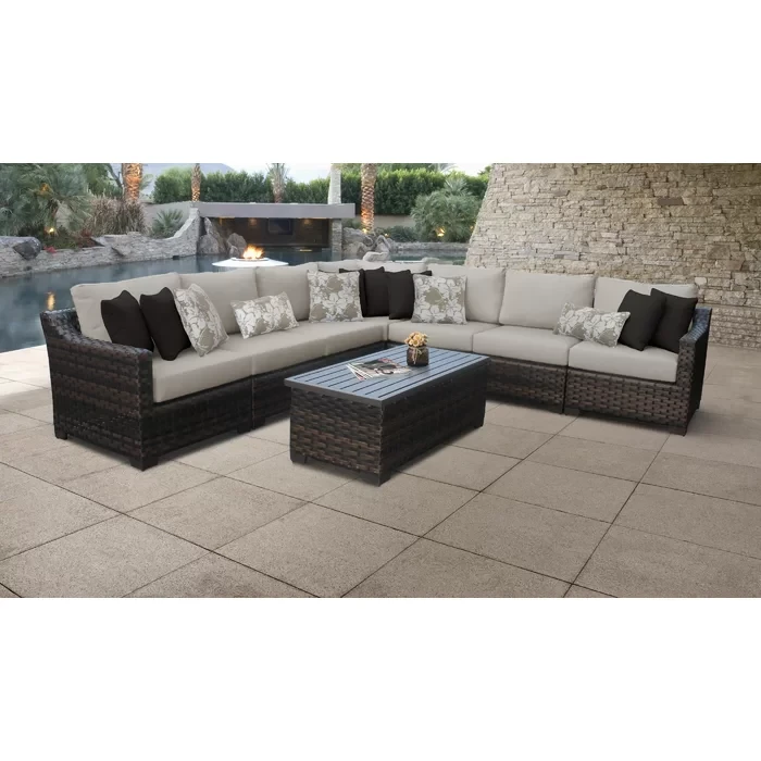 Aelwen 7 - Person Outdoor Seating Group with Cushions