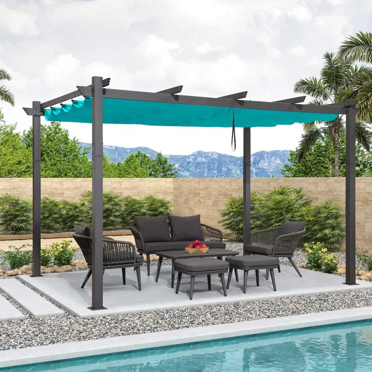 13 Ft. W X 11 Ft. D Aluminum Pergola with Canopy