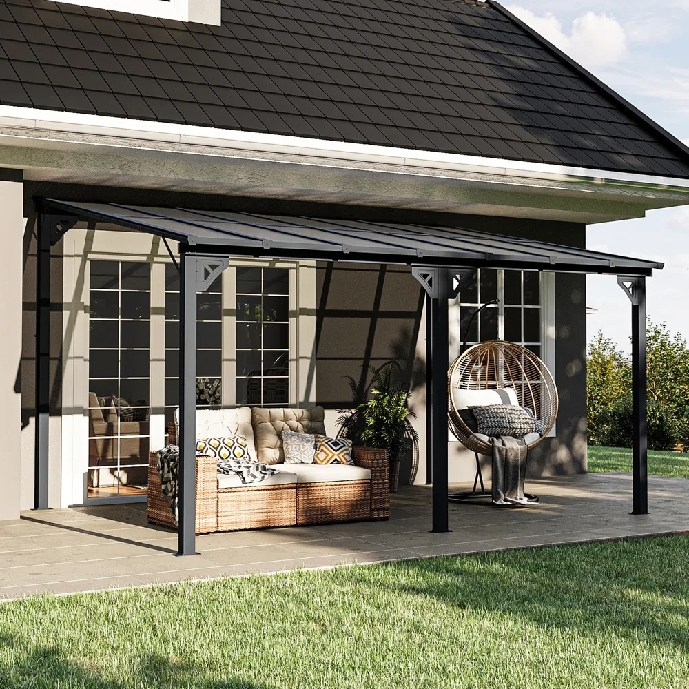 14 Ft. W X 10 Ft. D Aluminum Pergola With Canopy