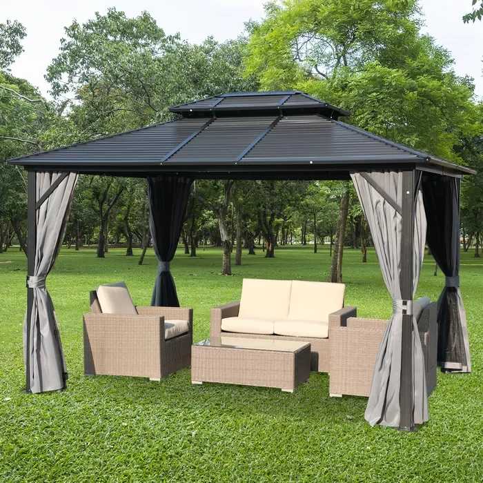 2-Tier 12 Ft. W x 10 Ft. D Metal Patio Gazebo