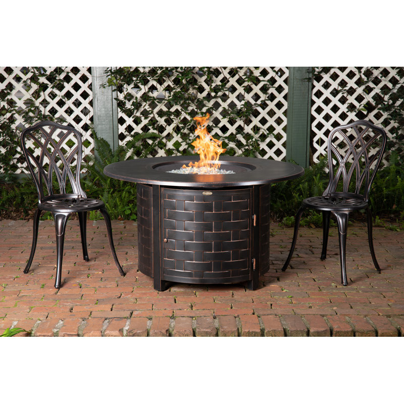 Rickie Aluminum Convertible Gas Fire Pit Table 55,000 BTU Multi-Functional Outdoor with Fire Bowl Lid - Round - 44"