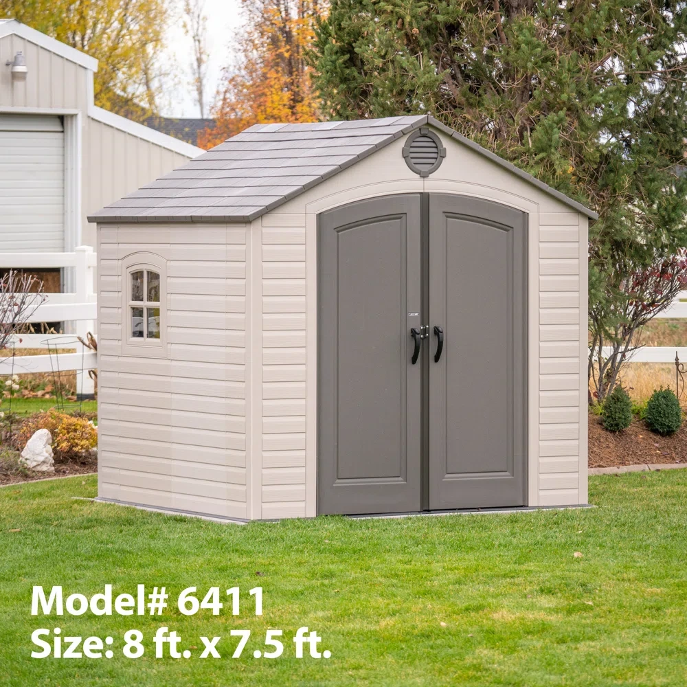 High-Density Polyethylene (Plastic) Steel Reinforced Outdoor Storage Shed 8' x 7.5'