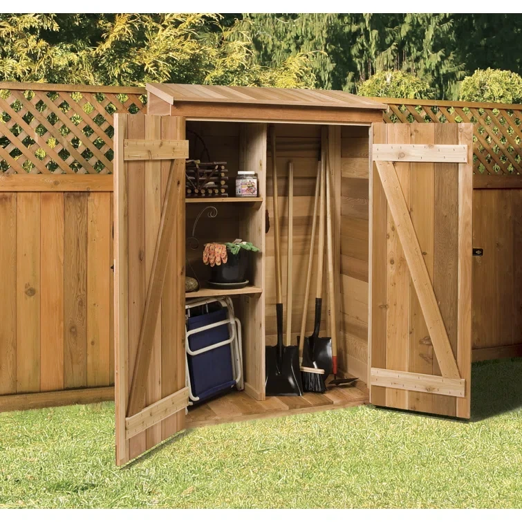 Garden Hutch 4 ft. W x 2 ft. D Western Red Cedar Wood Vertical Tool Shed