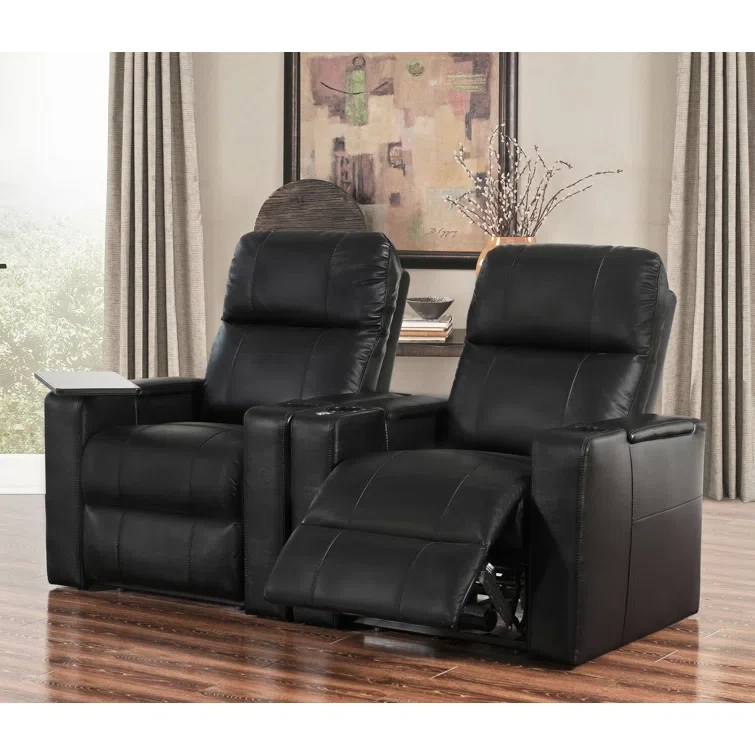 Vannatta Faux Leather Power Reclining Home Theater Seating with Cup Holder (Set of 2)