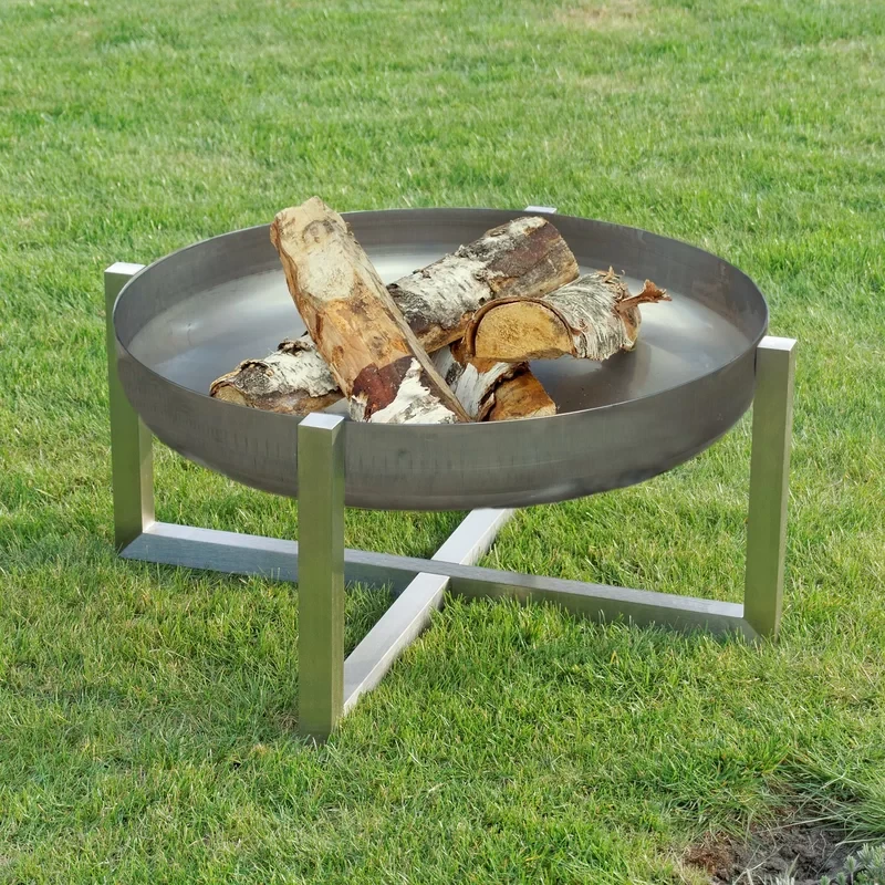 16" H x 31" W Steel Wood Burning Outdoor Fire Pit