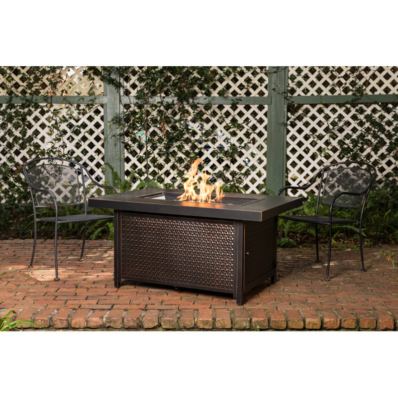 Livi 48" Rectangular Hammered Aluminum Convertible Gas Fire Pit Table