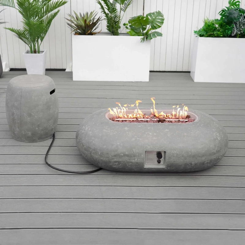 Loneva Concrete Propane Outdoor Fire Pit Table