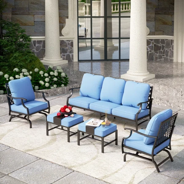 Asfand 7 - Person Patio Conversation Set with Rocking Lounge Chairs & Sofa