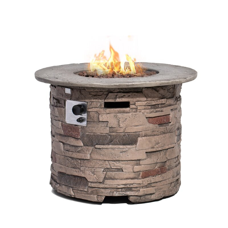 Loon Peak® Outdoor Concrete Propane Fire Pit Table