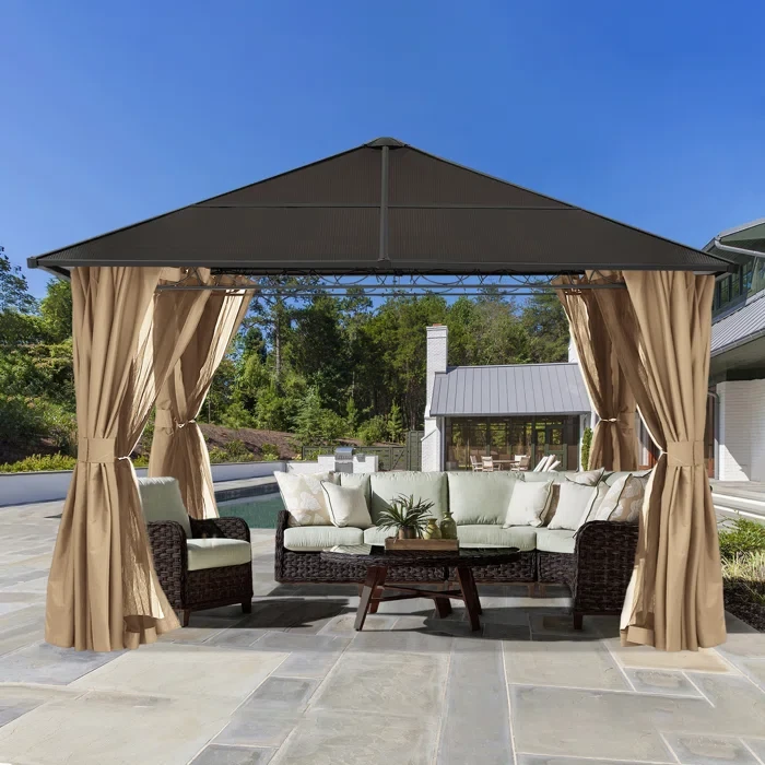 10 Ft. W x 10 Ft. D Polycarbonate Roof Patio Gazebo