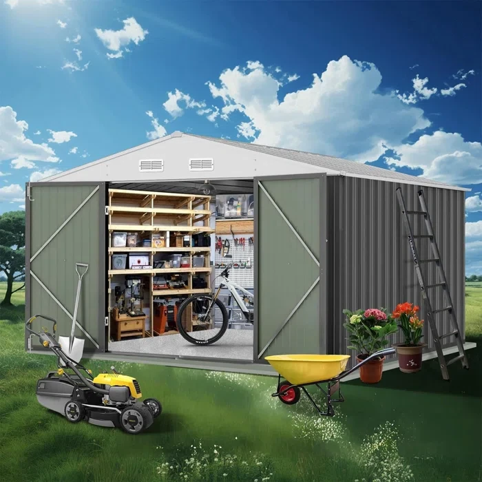 8 ft. W x 8 ft. D Galvanized Steel Storage Shed