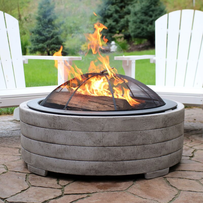 Faynell Faux Stone Ring Concrete Wood Burning Fire Pit