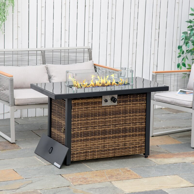 24.75" H x 43" W Steel Propane Outdoor Fire Pit Table