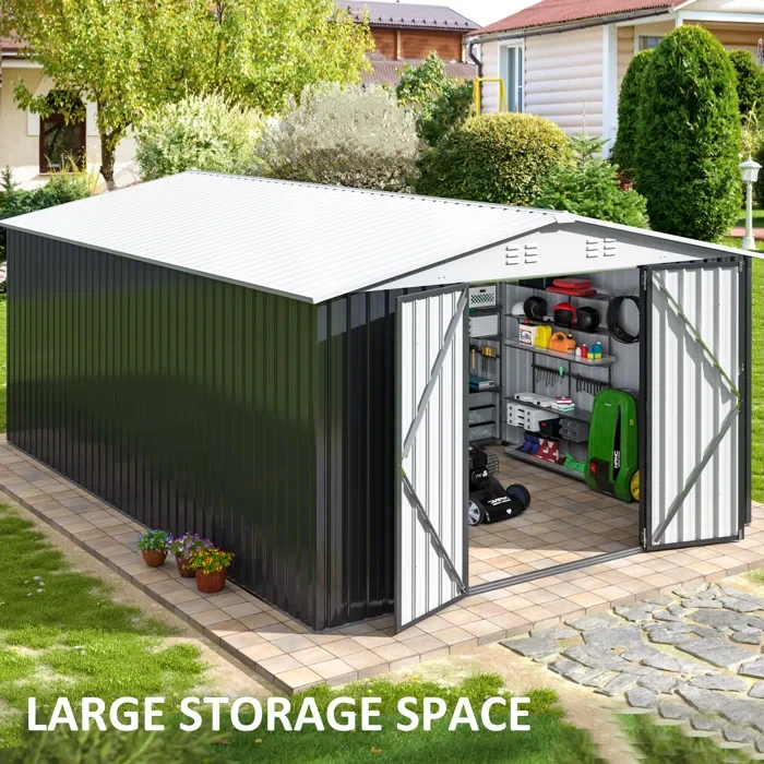 6 ft. W x 8 ft. D Metal Storage Shed with Updated Frame Structure and Lockable Doors