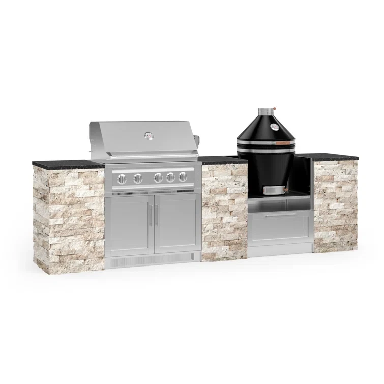 Outdoor Kitchen Signature Series 9 Piece Cabinet Set with 36 in. Natural Gas Platinum Grill