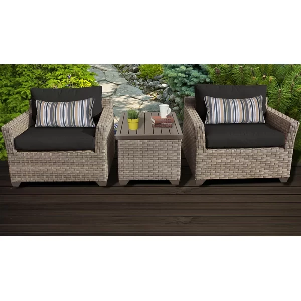 Anupras 3 Piece Outdoor Conversation Set with Club Chairs and Storage Coffee Table