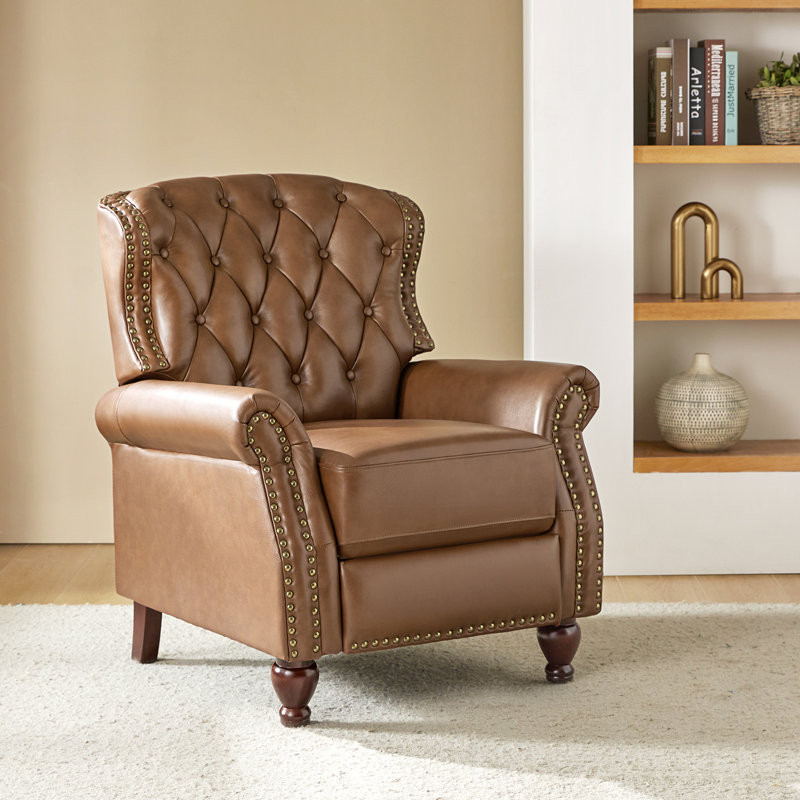 Abruzzino 34.5'' Wide Manual Standard Genuine Leather Recliner