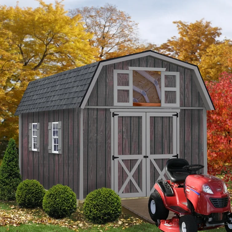 Woodville 10 ft. W x 16 ft. D Solid Wood Storage Shed