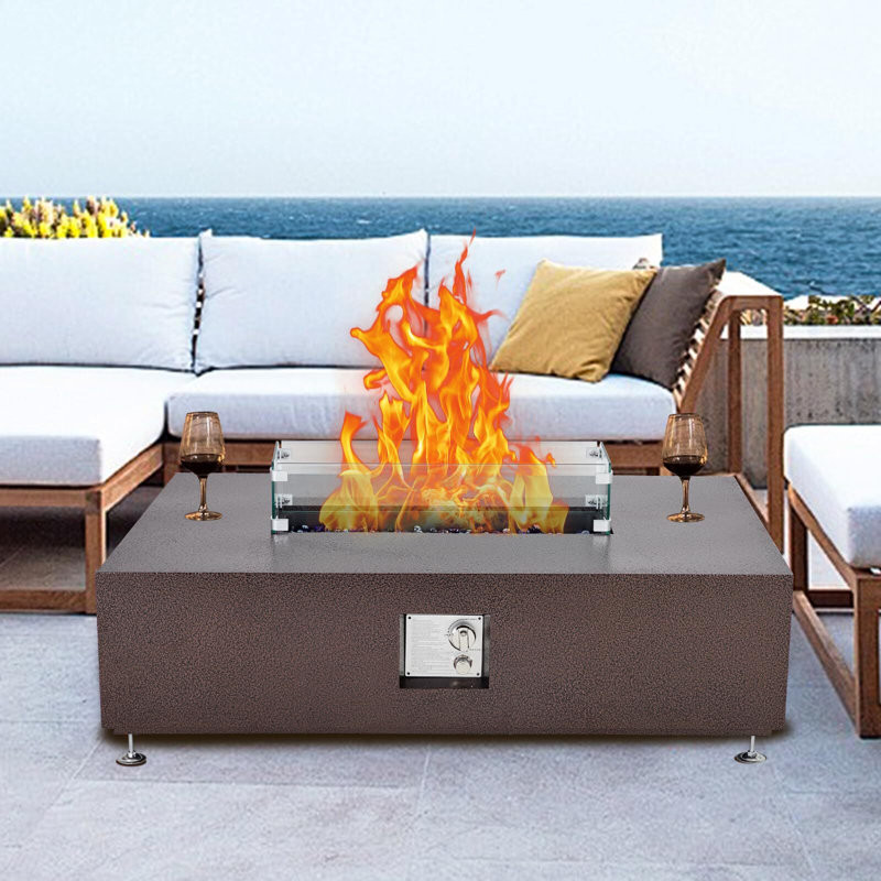 48" Propane Fire Pit Table,50000BTU Fire Table With Wind Guard