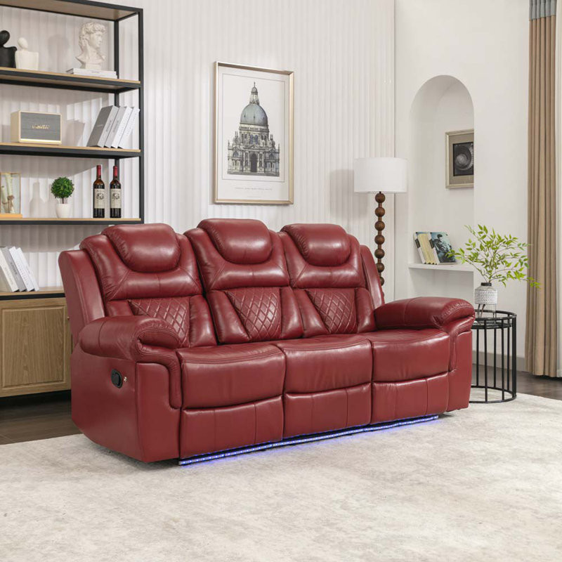 Krut Faux Leather Home Theater Seating with Cup Holder