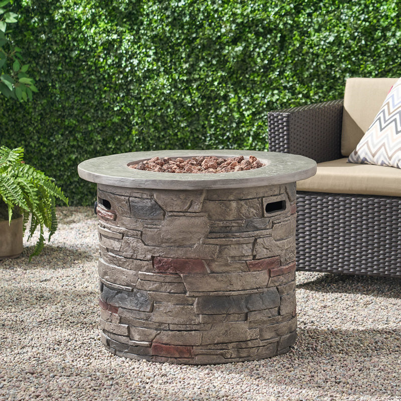 Playa 24" H x 32" W Stone Propane Outdoor Fire Pit Table