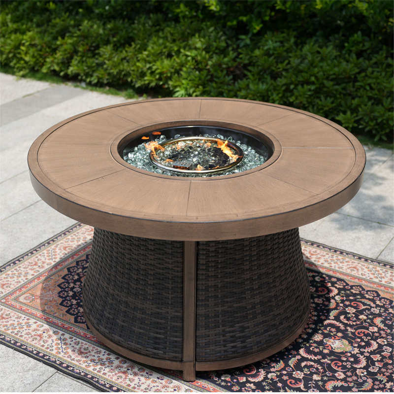 Mccay 24.6'''' H X 42'''' W Iron Propane Outdoor Fire Pit Table With Lid