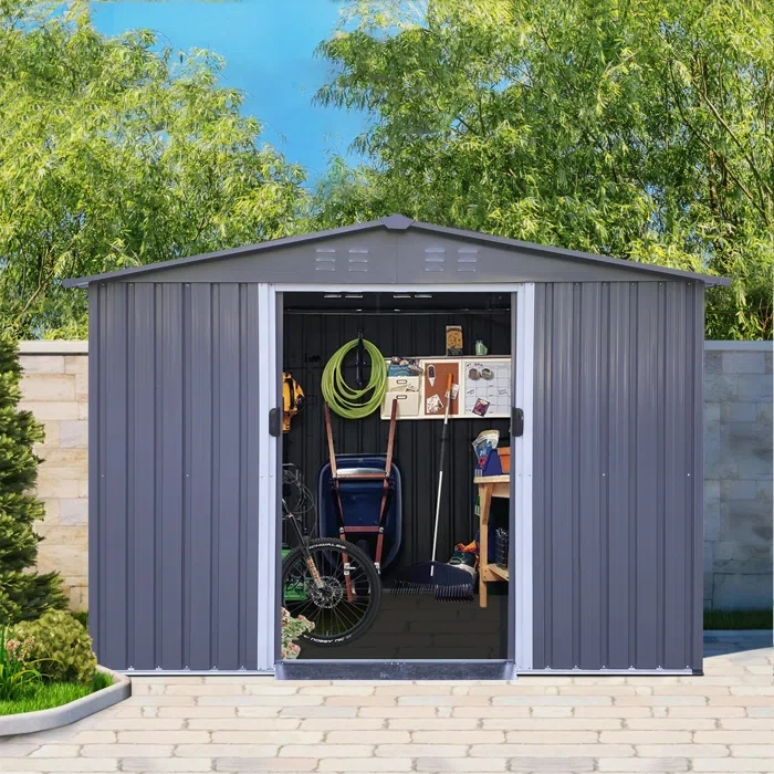 8 ft. W x 6 ft. D Metal Vertical Storage Shed